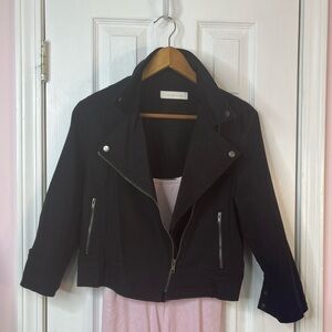 Black Linen Blend Moto Style Jacket My Bajee Collection Juniors Large